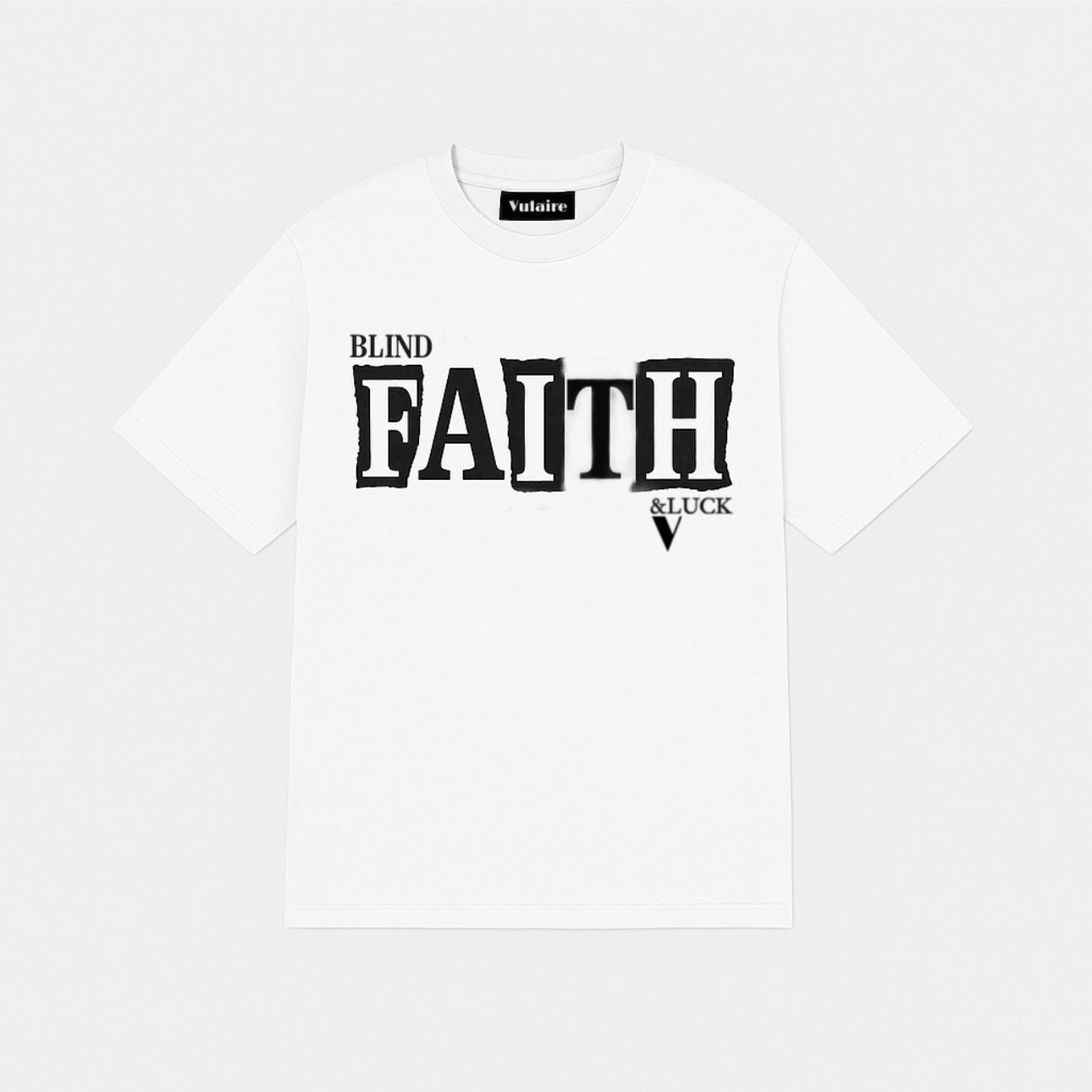 WHITE “BLIND FAITH &LUCK” T-SHIRT