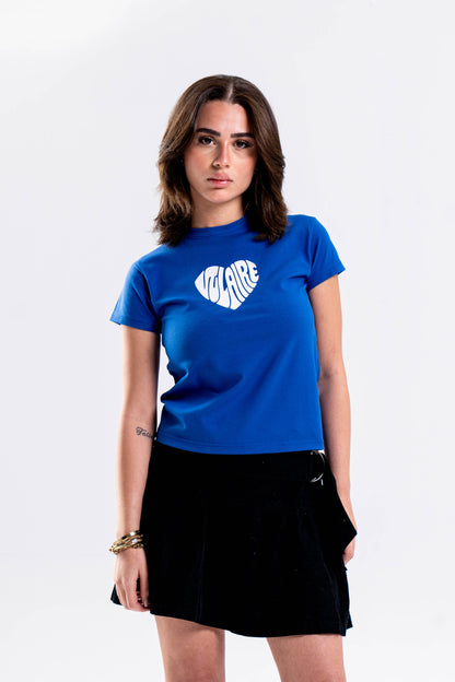VULAIRE HEART BABY TEE IN BLUE