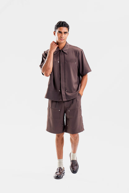 “V” CARPENTER SHIRT IN TAWNY BROWN