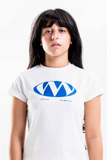 TRIPLE “ V “ BABY TEE IN WHITE