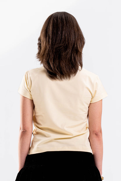 TRIPLE “ V “ BABY TEE IN BUTTER YELLOW
