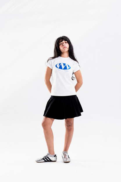 TRIPLE “ V “ BABY TEE IN WHITE