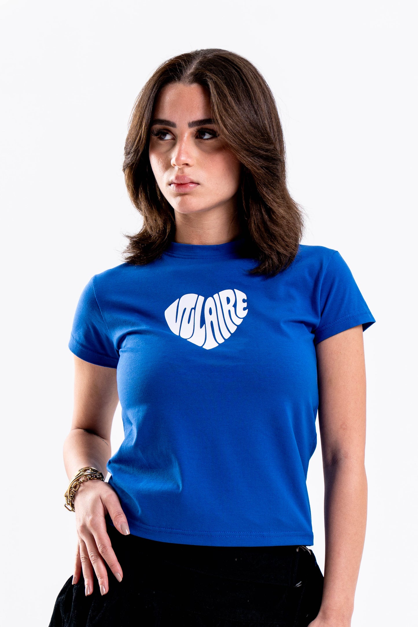 VULAIRE HEART BABY TEE IN BLUE