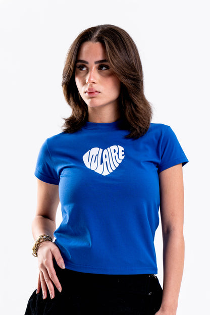 VULAIRE HEART BABY TEE IN BLUE