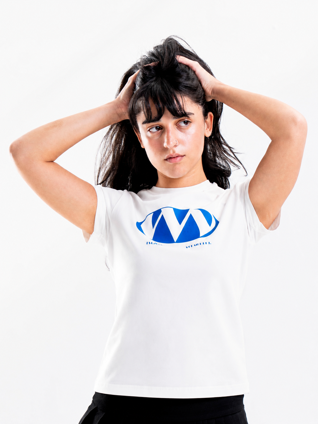 TRIPLE “ V “ BABY TEE IN WHITE