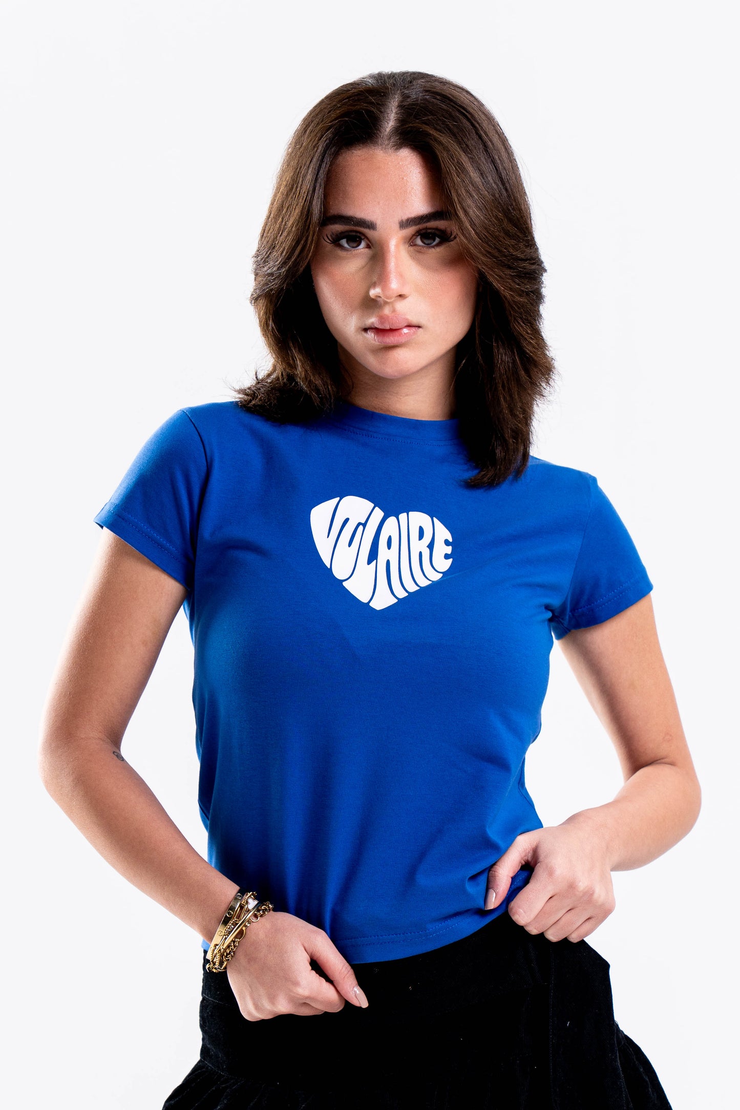 VULAIRE HEART BABY TEE IN BLUE