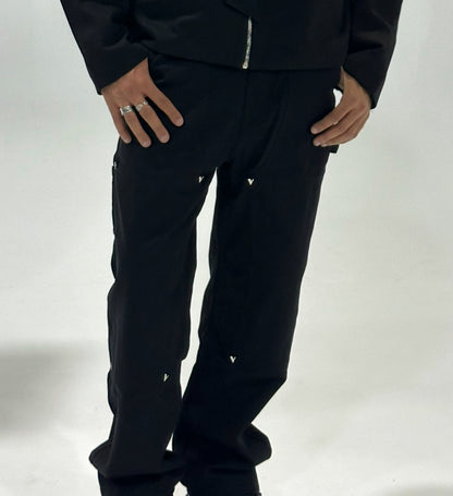 “ V ” CARPENTER PANTS BLACK