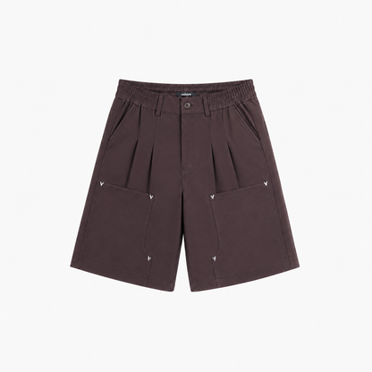 PLEATED CARPENTER SHORT IN TAWNY BROWN