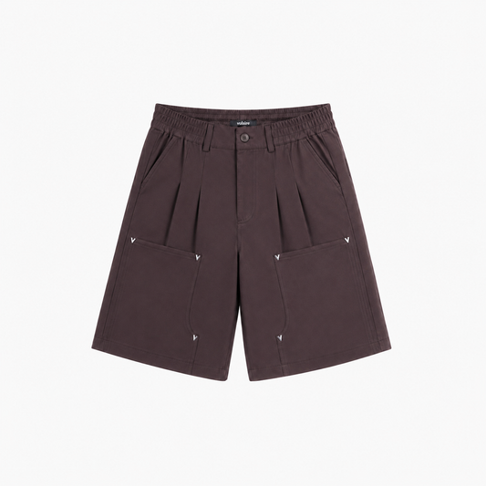 PLEATED CARPENTER SHORT IN TAWNY BROWN