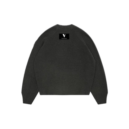 “V” KNIT SWEATER DARK GREY