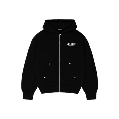 VULAIRE “ GTR “ ZIP-UP HOODIE JET  BLACK