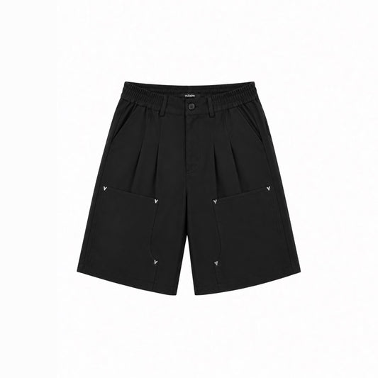 PLEATED CARPENTER SHORT IN JET BLACK