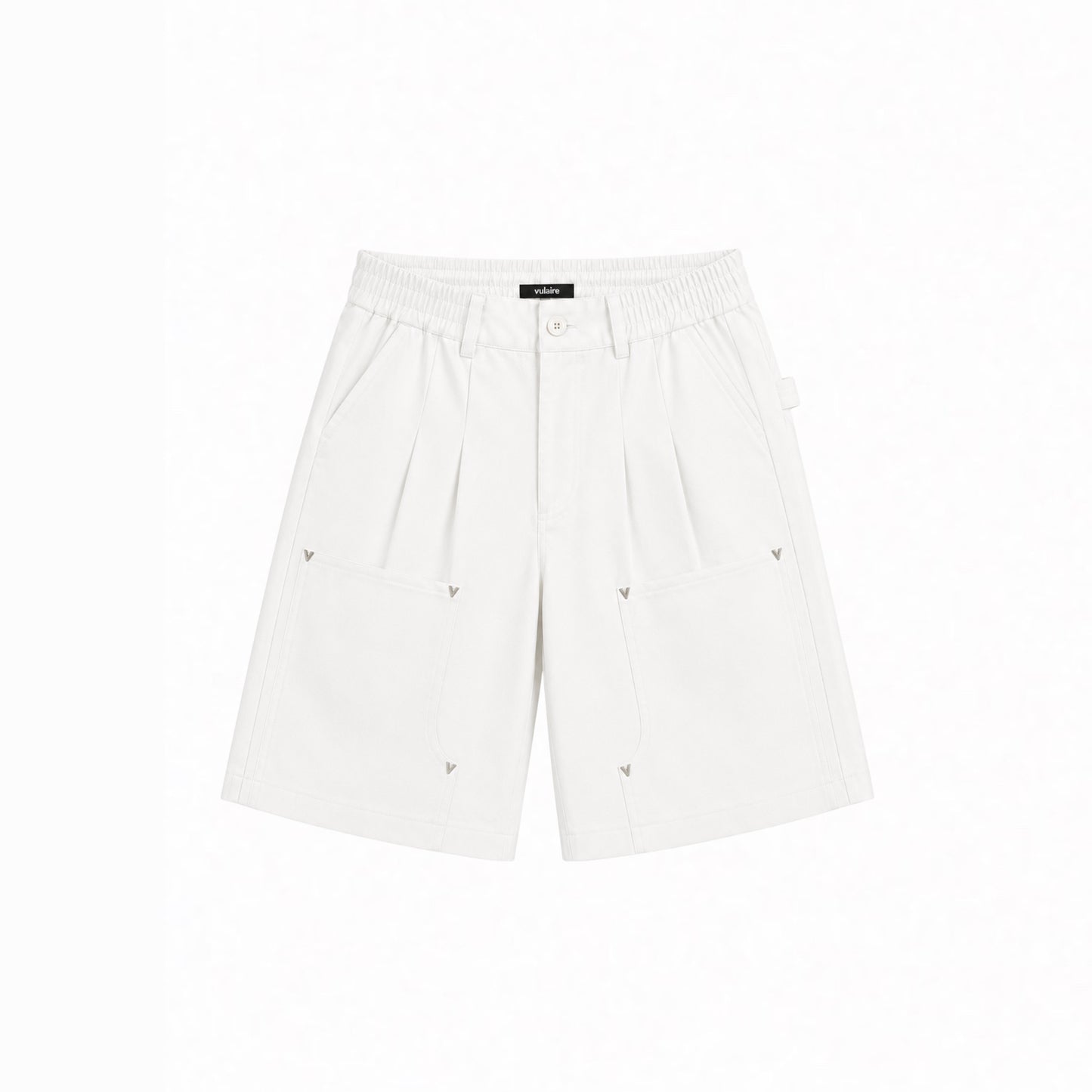 PLEATED CARPENTER SHORT IN WHITE