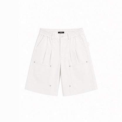 PLEATED CARPENTER SHORT IN WHITE