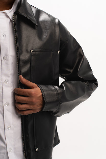 “ V “ CARPENTER LEATHER JACKET