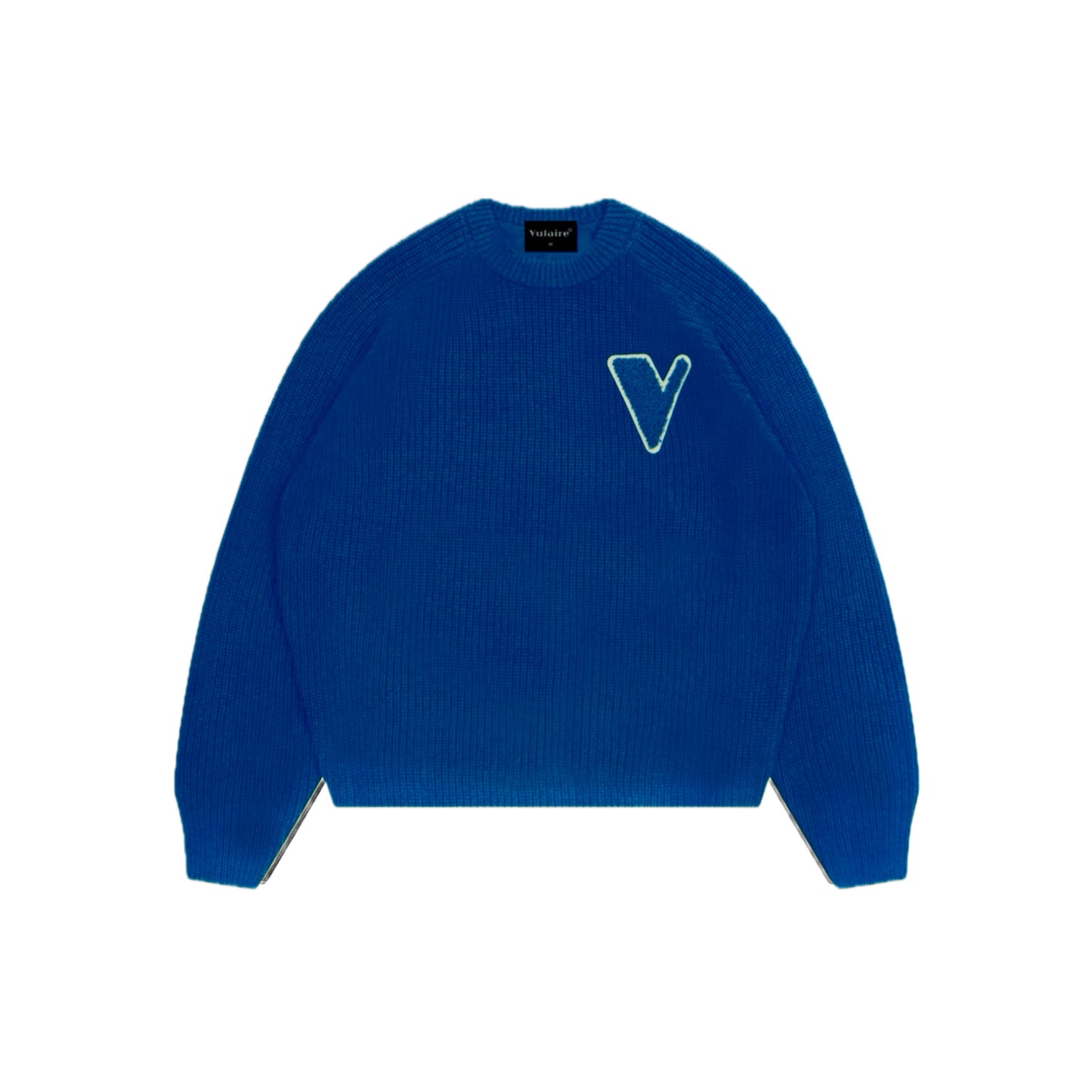 “V” KNIT SWEATER IN ROYAL BLUE