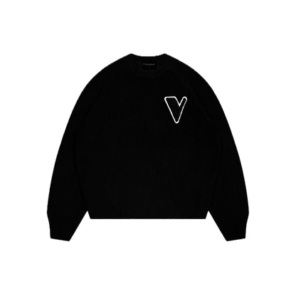 “V” KNIT SWEATER BLACK