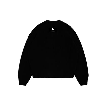 “V” KNIT SWEATER BLACK