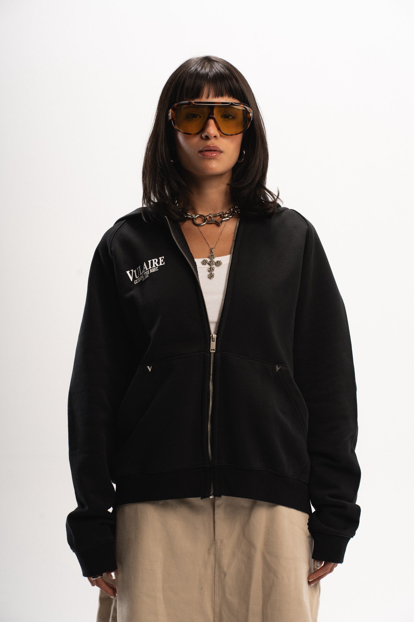 VULAIRE “ GTR “ ZIP-UP HOODIE JET  BLACK