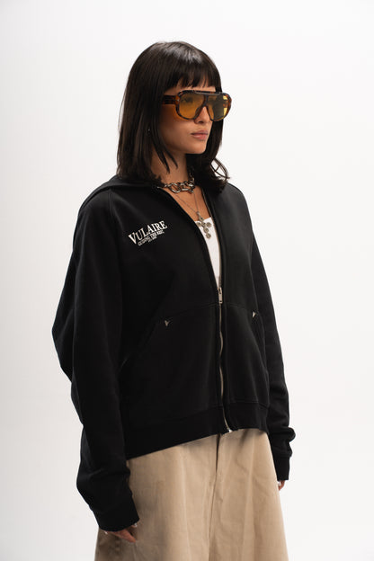 VULAIRE “ GTR “ ZIP-UP HOODIE JET  BLACK