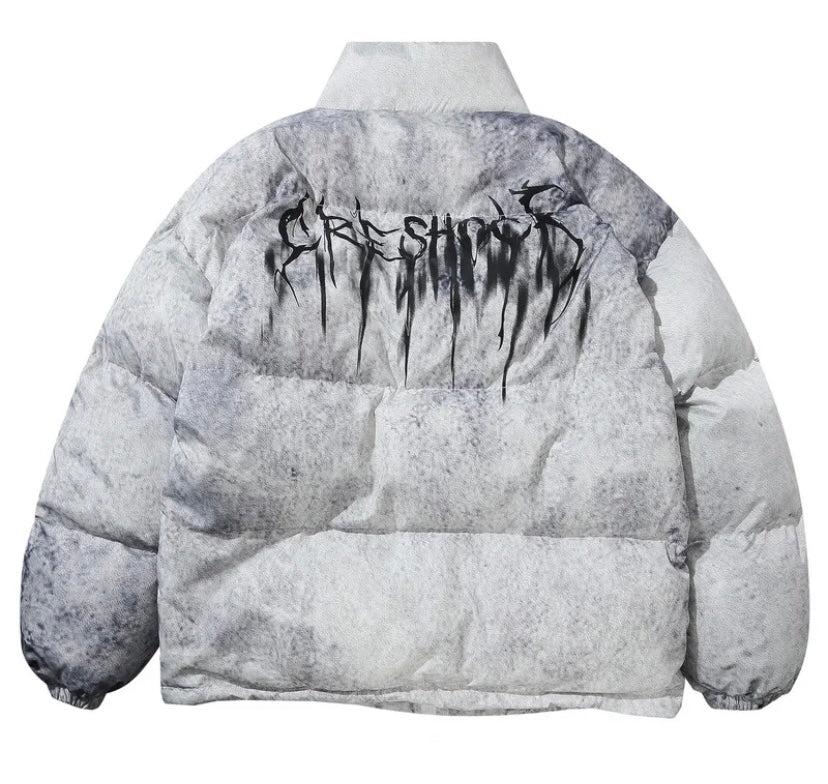WHITE GRAFFITI CRE-SHOCK PUFFER JACKET