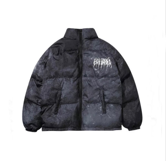 BLACK GRAFFITI CRE-SHOCK PUFFER JACKET